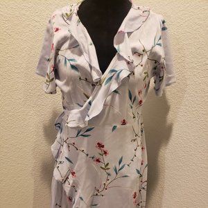 Floral midi dress with ruffles